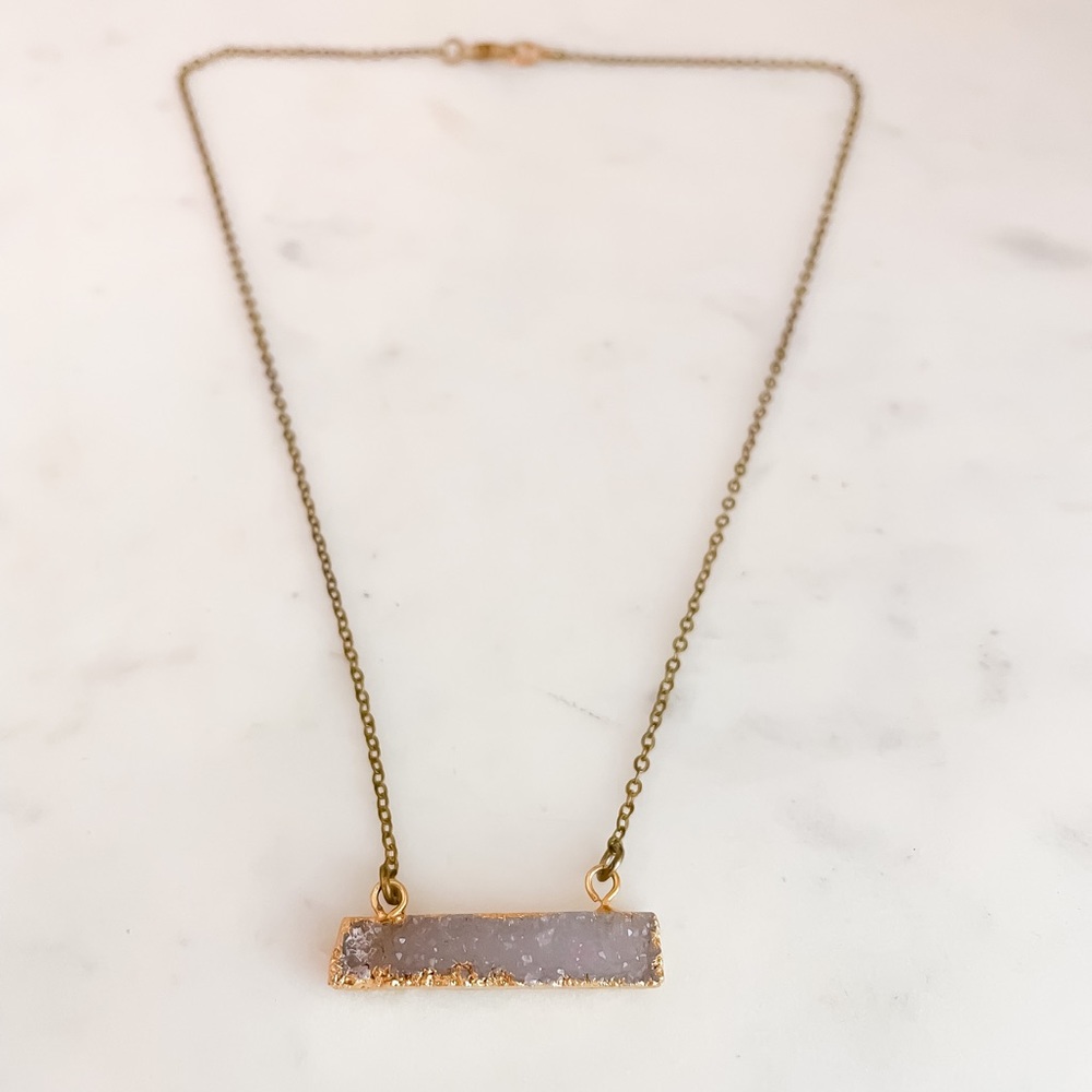 Purple and gold druzy necklace